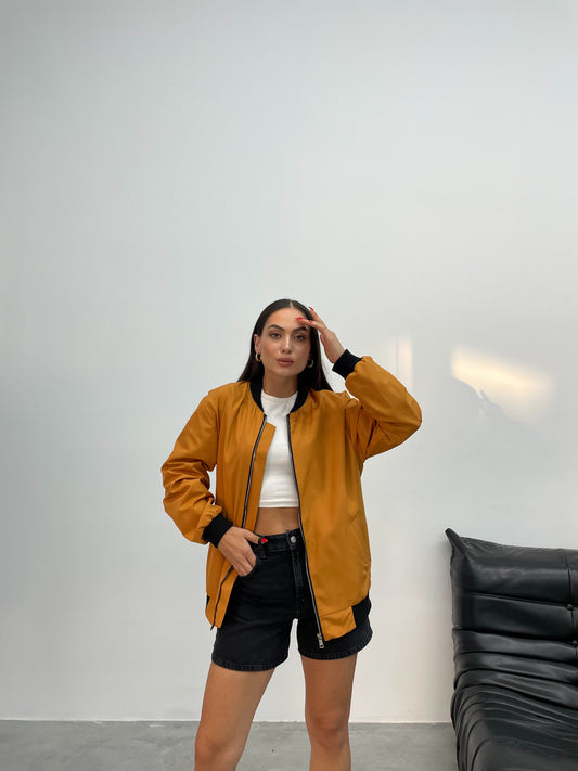 Turuncu Jinova Collection Kadın Oversize Bomber Ceket