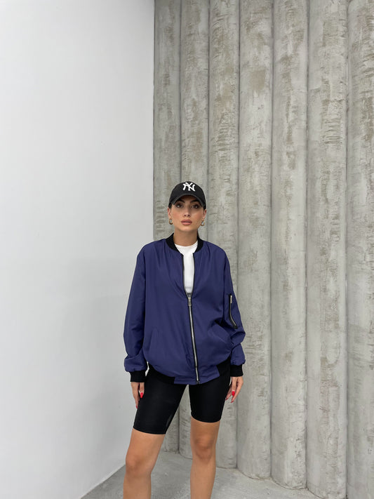 Lacivert Jinova Collection Kadın Oversize Bomber Ceket
