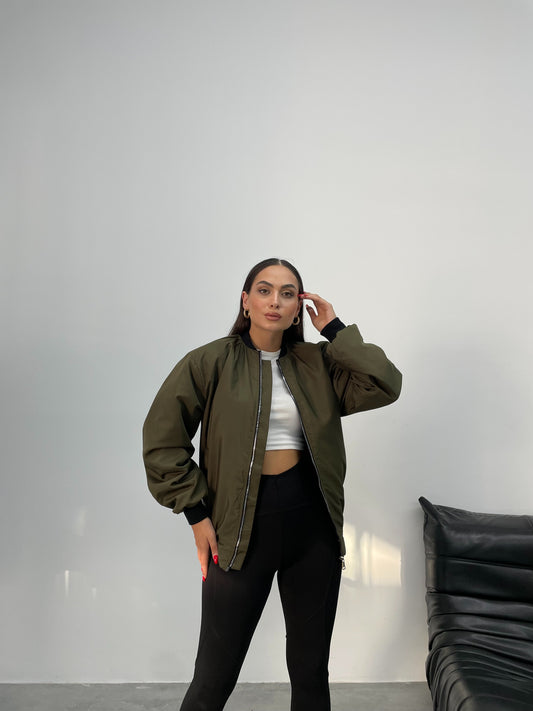 Olive Jinova Collection Kadın Oversize Bomber Ceket
