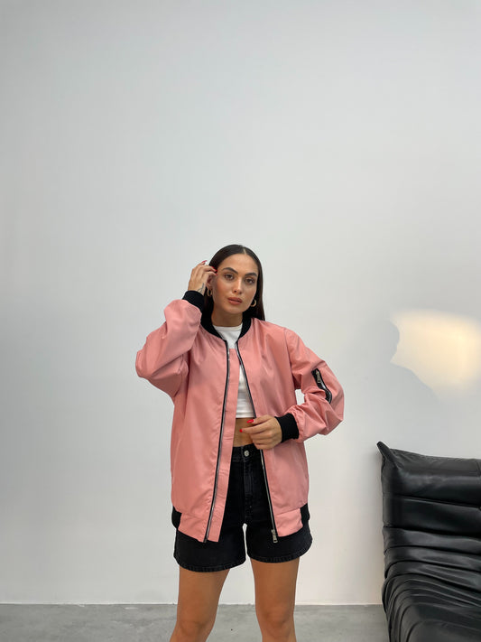 Pembe Jinova Collection Kadın Oversize Bomber Ceket