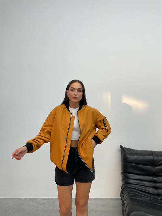 Turuncu Jinova Collection Kadın Oversize Bomber Ceket
