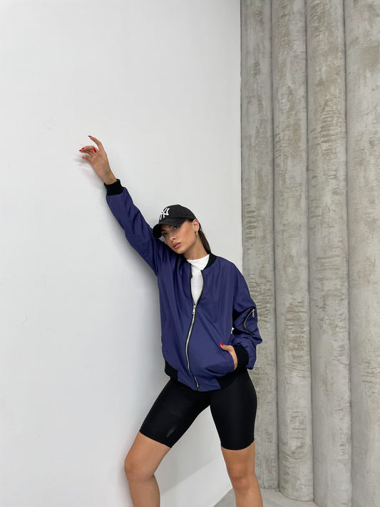 Lacivert Jinova Collection Kadın Oversize Bomber Ceket