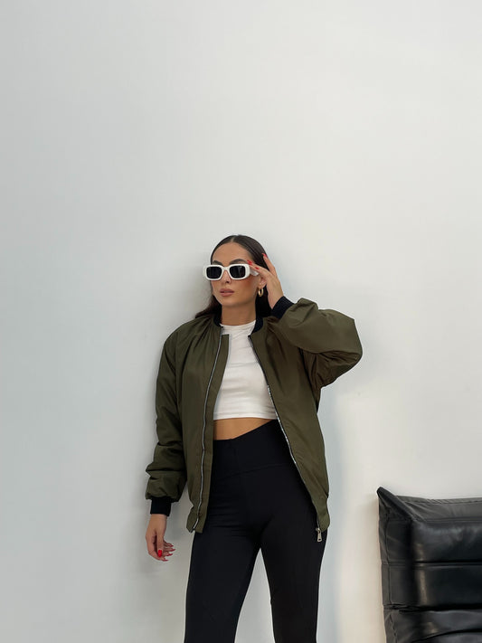 Olive Jinova Collection Kadın Oversize Bomber Ceket